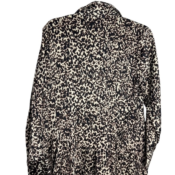 Zara Leopard Animal Print Button Front Oversized Tunic Top Size S Long Sleeve - Picture 5 of 9